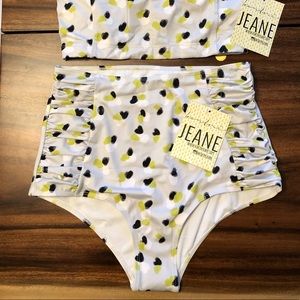 Kortni Jeane Abstract Dots Side Ruched Swim Bottoms